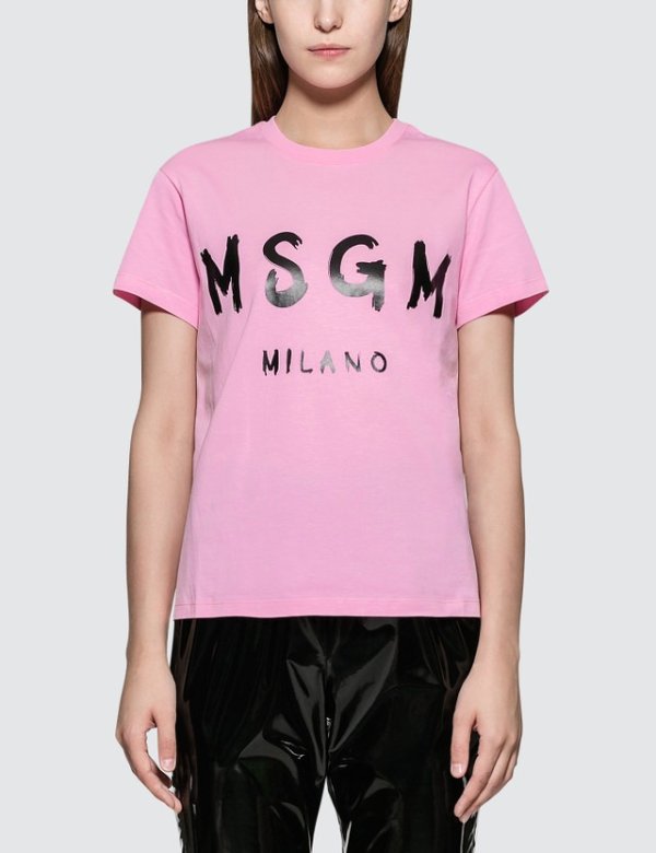 MSGM - Brush Strokes Msgm Logo Short Sleeve T-Shirt | HBX