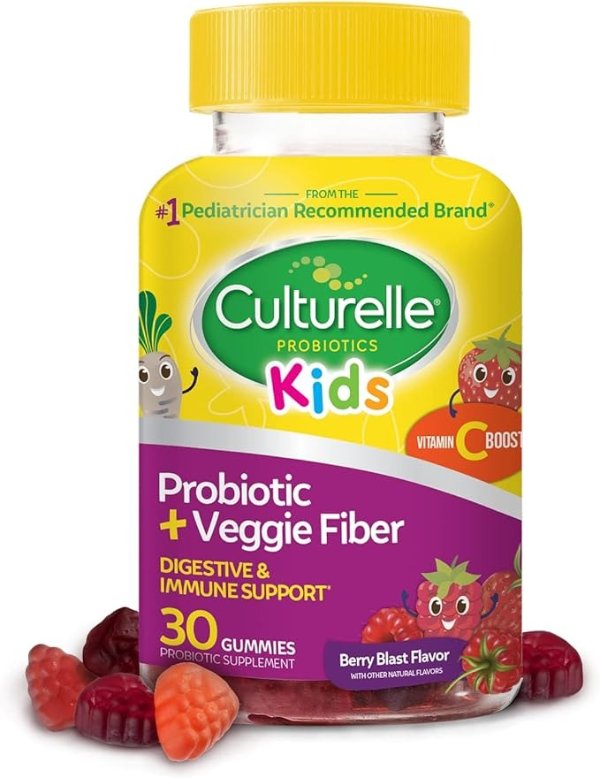 Kids Daily Probiotic Gummies | Prebiotic + Probiotic | from The #1 Pediatrician Recommended Brand | Works Naturally to Help Maintain a Healthy Tummy |Gluten Free | Berry Flavor | 30 CT