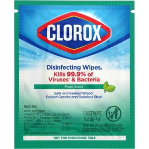 史低价：Clorox 单独包装消毒湿巾900张