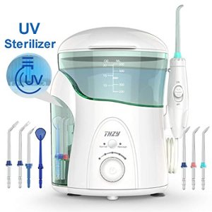 Water Flosser with UV Sterilizer THZY 600ml High Volume Reservoir Professional Family Oral Irrigator with Adjustable Pressure Setting，Dental Flosser with 7 Tips for Multiple Use FDA Approved