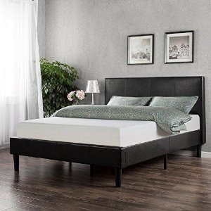 Zinus Deluxe Faux Leather Platform Bed with Wooden Slats