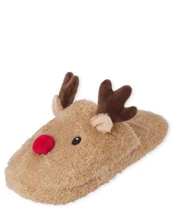 Unisex Adult Christmas Matching Family Reindeer Slippers | The Children's Place - TAN