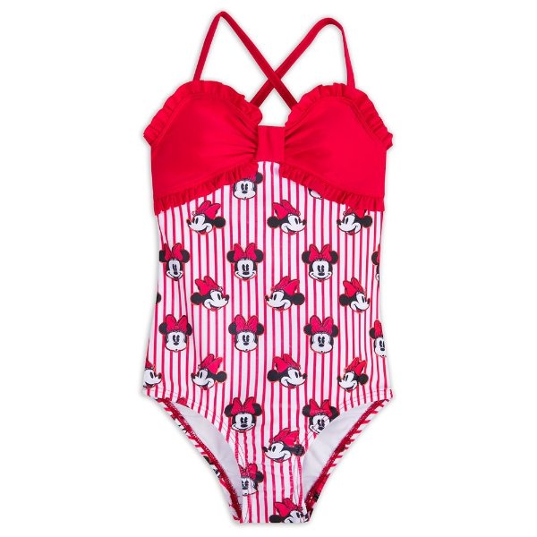 Minnie Mouse Striped Swimsuit for Girls | shopDisney