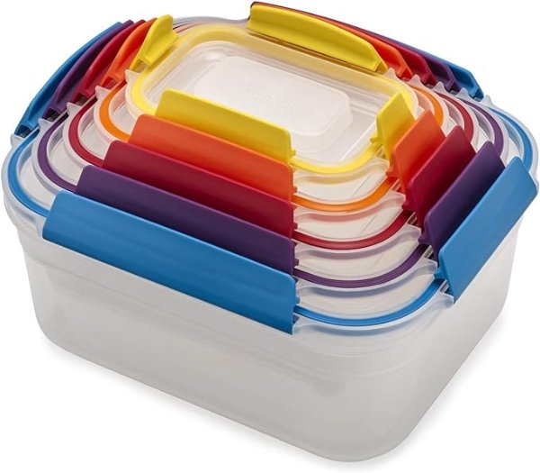 81098 Nest Lock Plastic Food Storage Container Set with Lockable Airtight Leakproof Lids, 10-piece, Multicolored