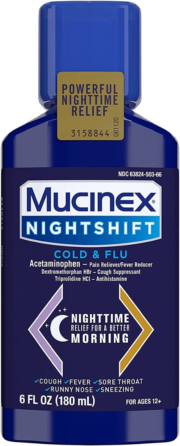Nightshift Cold & Flu Liquid That Relieves Fever/Sneezing/Sore Throat/Runny Nose and Cough, 6 Fl Oz (Pack of 1)