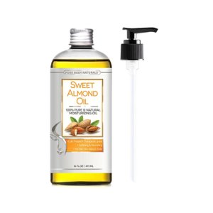 Pure Body Naturals Organic Cold Pressed Sweet Almond Oil for Hair, Skin & Nails, 16 Fl. Oz.