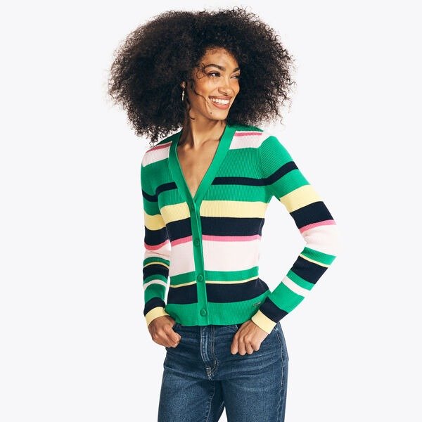SUSTAINABLY CRAFTED STRIPED CARDIGAN