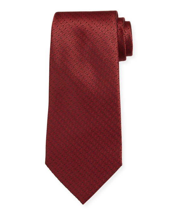 Tonal Circles Silk Tie, Red
