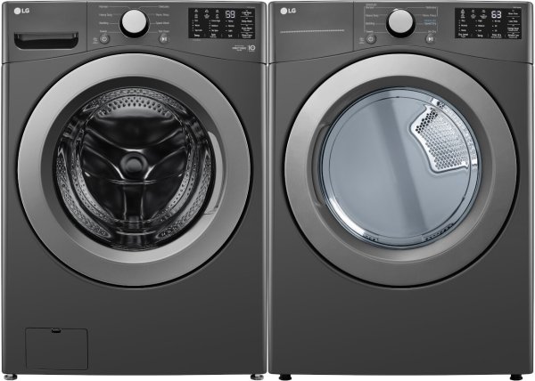 LG LGWADREM3470 Side-by-Side Washer & Dryer Set with Front Load Washer and Electric Dryer in Black