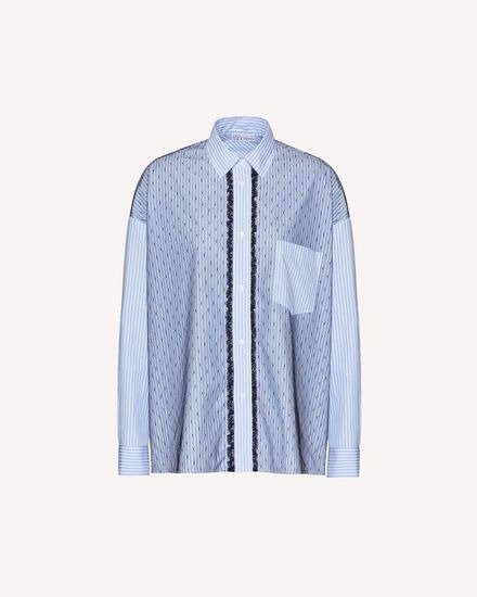 REDValentino Striped Cotton Shirt With Point D'esprit Tulle - Shirt for Women | REDValentino E-Store