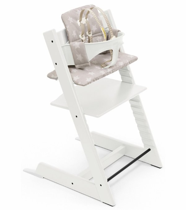 Tripp Trapp High Chair and Cushion withTray - White / Stars Silver