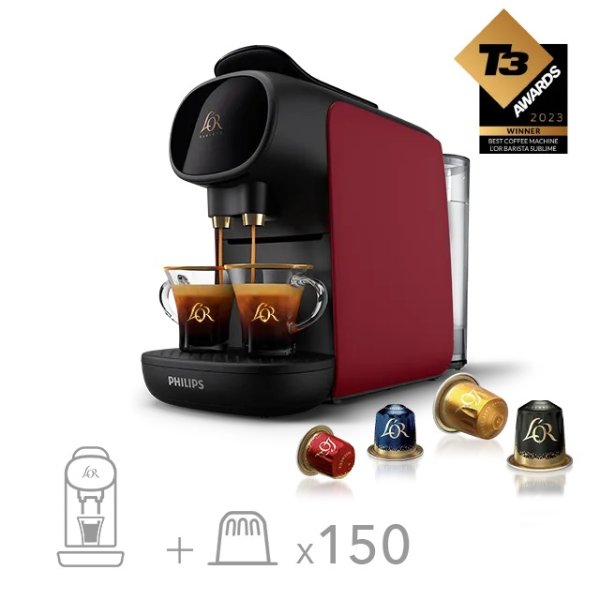 L'OR BARISTA 咖啡机 + 150胶囊套装 红色色