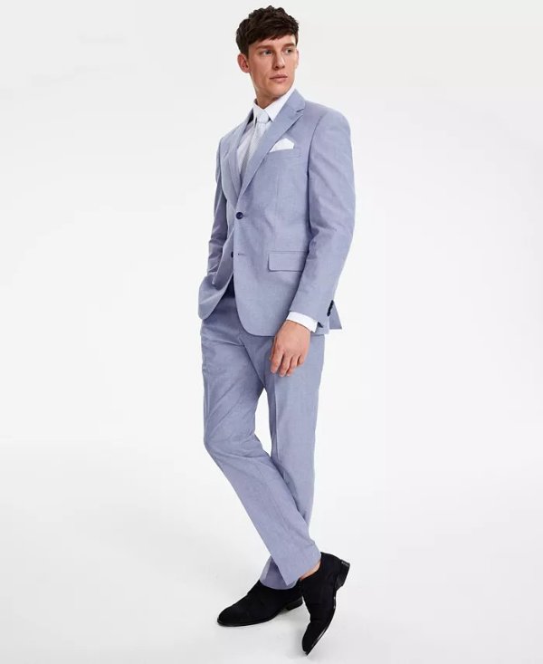 Men's Modern-Fit TH Flex Stretch Chambray Suit Separate Jacket
