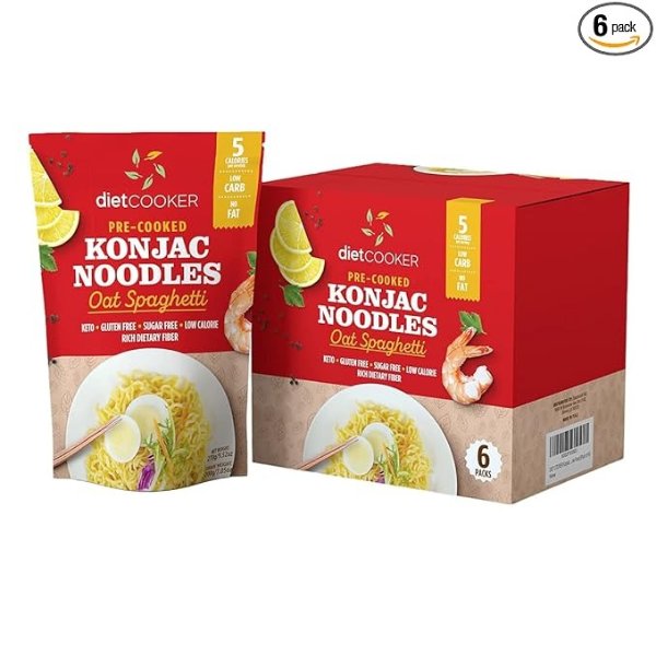 Premium Konjac Noodles, Shirataki Noodle, Keto & Vegan Friendly, 9.52 oz, Odor Free, Pasta Weight loss, Low Calorie, Zero Net Carbs, HealthyFood - Oat Spaghetti - 6-Pack