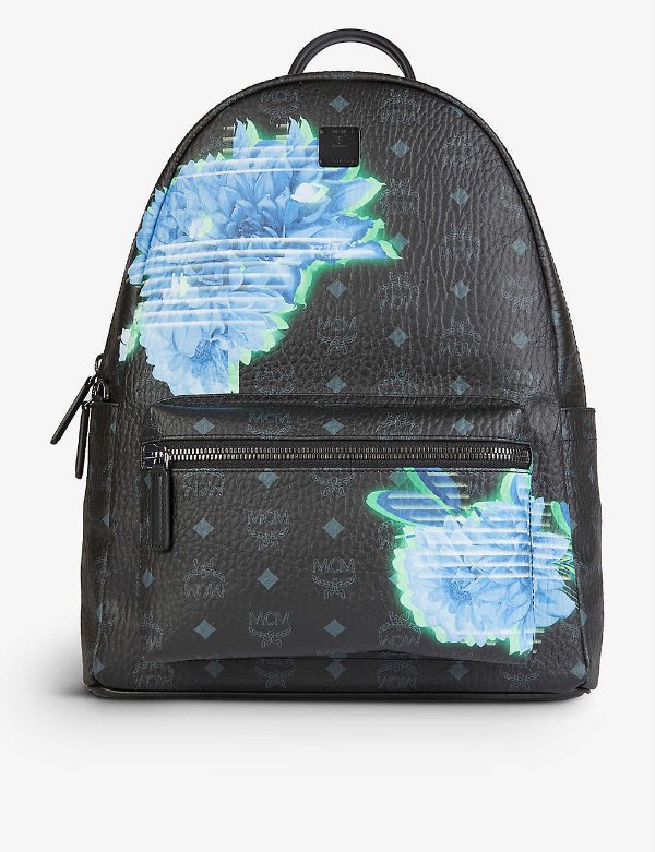 Stark floral faux-leather backpack