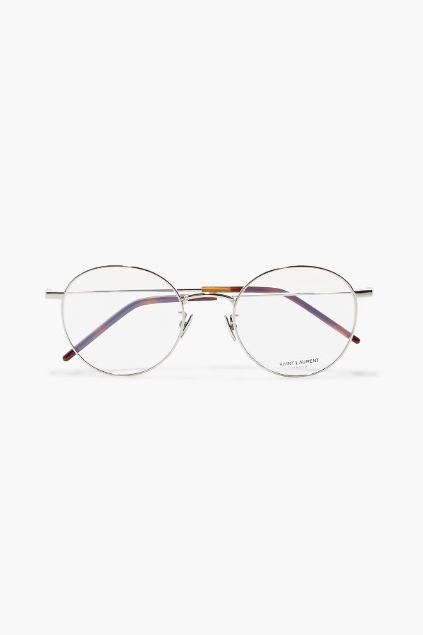 Round-frame silver-tone and tortoiseshell acetate optical glasses