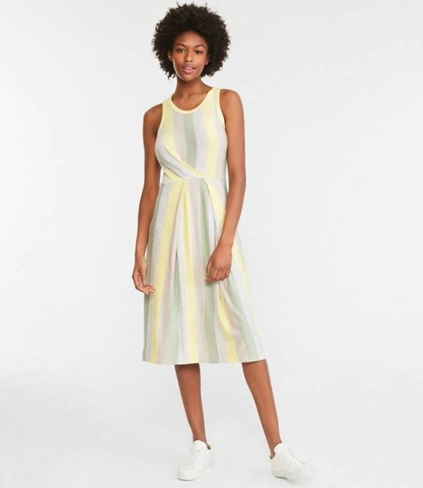 Lou & Grey Stripe Tucked Signature Softblend Lite Midi Dress | LOFT