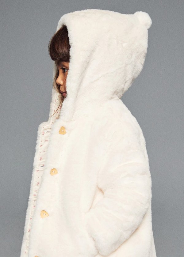 Hooded faux-fur coat - Girls | Mango Kids USA