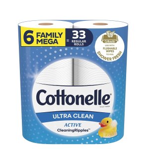 Cottonelle Ultra Clean Toilet Paper 6 Family Mega Rolls = 33 Regular Rolls