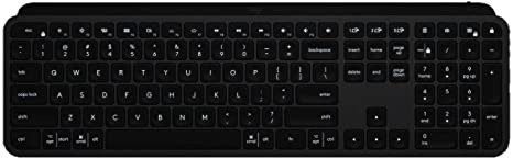 MX Keys Advanced Wireless Illuminated Keyboard, Tactile Responsive Typing, Backlighting, Bluetooth, USB-C, Apple macOS, Microsoft Windows, Linux, iOS, Android, Metal Build - Graphite