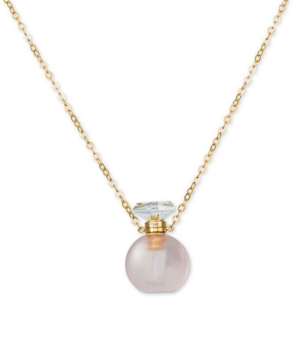 Rose Quartz Perfume Jewelry Bottle 20"-24" Pendant Necklace (10 ct. t.w.) in 14K Rose Gold-Plated Silver
