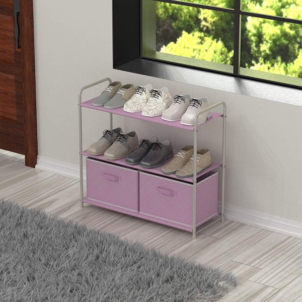 Simple Houseware 3-Tier Closet Storage with 2 Drawers, Pink