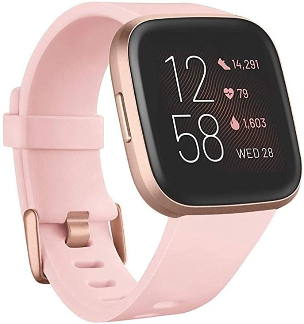 Versa 2 Health and Fitness Smartwatch with Heart Rate, Music, Alexa Built-In, Sleep and Swim Tracking, Petal/Copper Rose, One Size (S and L Bands Included)