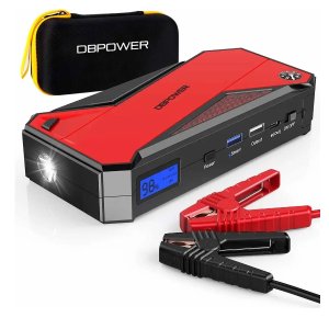 DBPOWER Peak 1600A 18000mAh Portable Car Jump Starter (up to 7.2L Gas, 5.5L Diesel Engine) Battery Booster with Smart Charging Port, Compass, LCD Screen and LED Light (Black/Red Dead Redemption 2