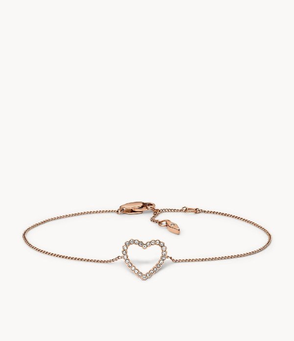Open Heart Rose Gold-Tone Stainless Steel Bracelet