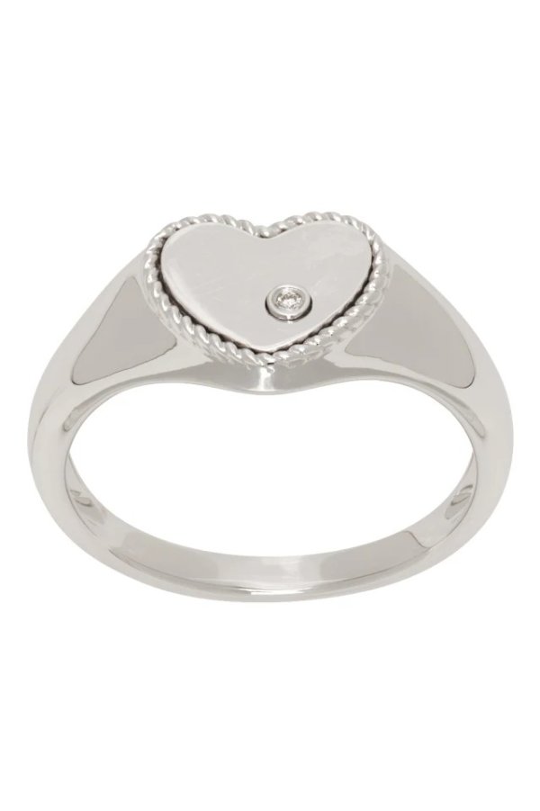 White Gold Baby Chevaliere Coeur Ring