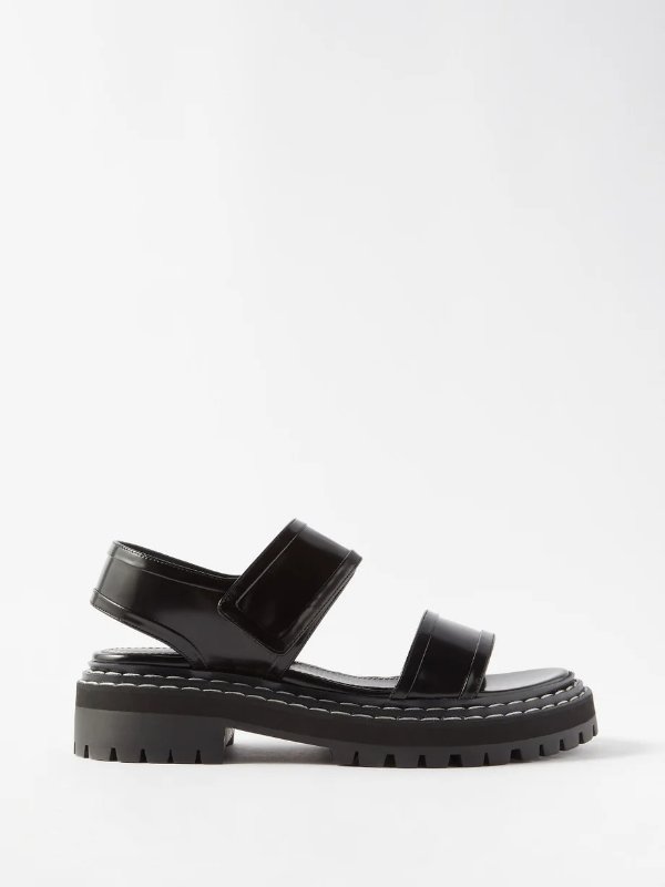 Contrast-topstitching patent-leather sandals | Proenza Schouler