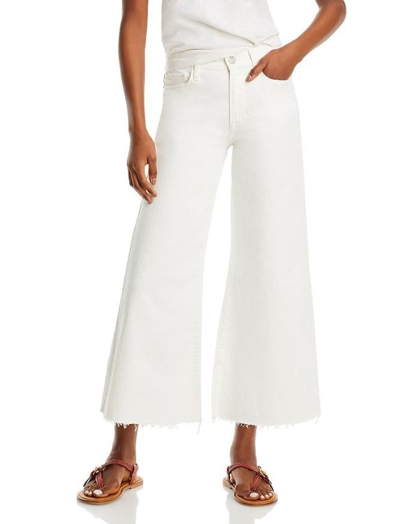 Le Palazzo High Rise Cropped Wide Leg Jeans in Au Natural
