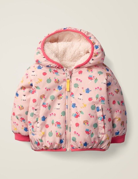 Printed Reversible Coat - Provence Dusty Pink Farm | Boden US