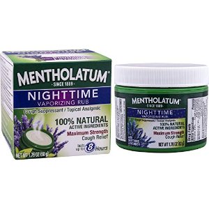 Mentholatum Nighttime Vaporizing Rub with soothing Lavender essence, 1.76 oz. (50 g) - 100% Natural Active Ingredients for Maximum Strength Cough Relief