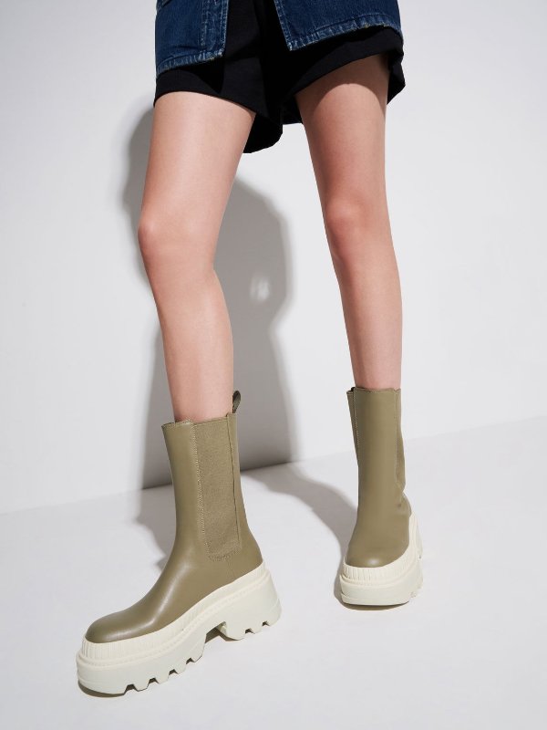 Olive Rhys Chelsea Calf Boots | CHARLES &amp; KEITH