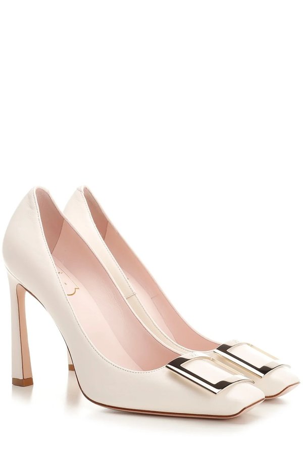Square Toe Buckle-Detailed Pumps