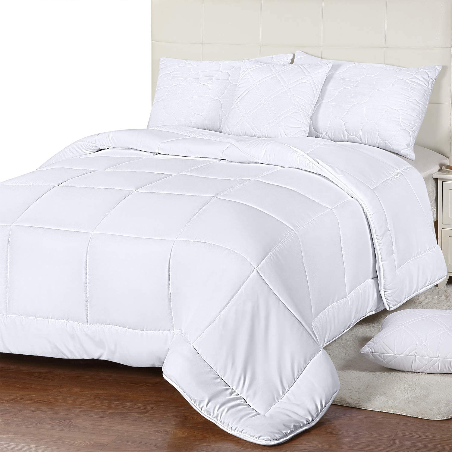 Utopia Bedding 乌托邦床上用品，全季羽绒被，被子，被子，被子，被子-双床被子，带有角Tab子-可机洗-被子被子，单独被子-双人/双床XL-白色