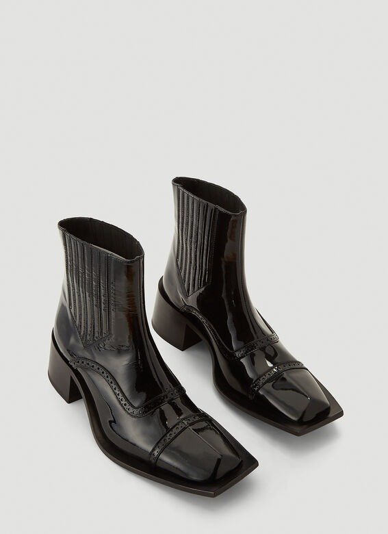 Squared-Toe Ankle Boots in Black