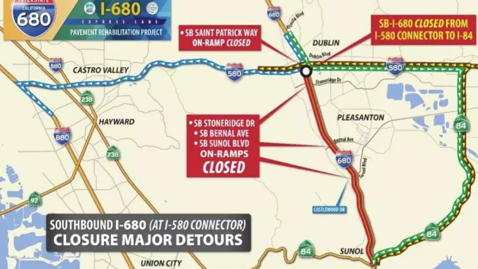 旧金山湾区此段高速公路，周五起将关闭，周末出行需绕道！
