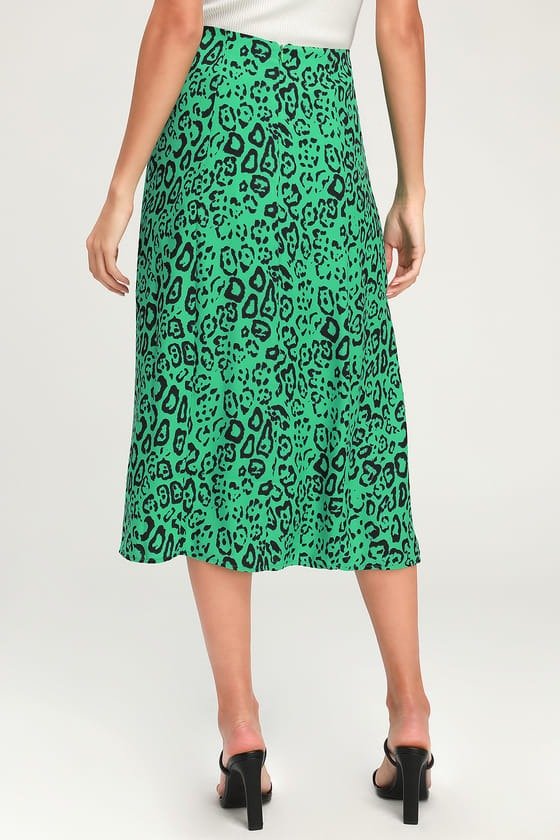 Altamont Green Leopard Print Midi Skirt