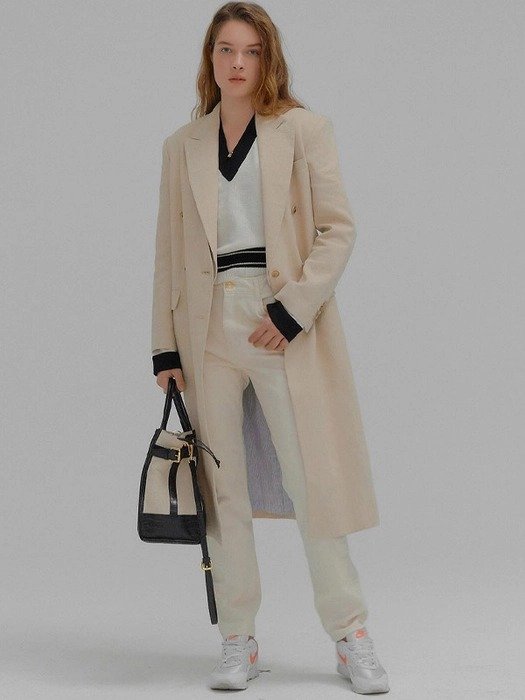 Madison Detachable Collar Long Jacket With Leather