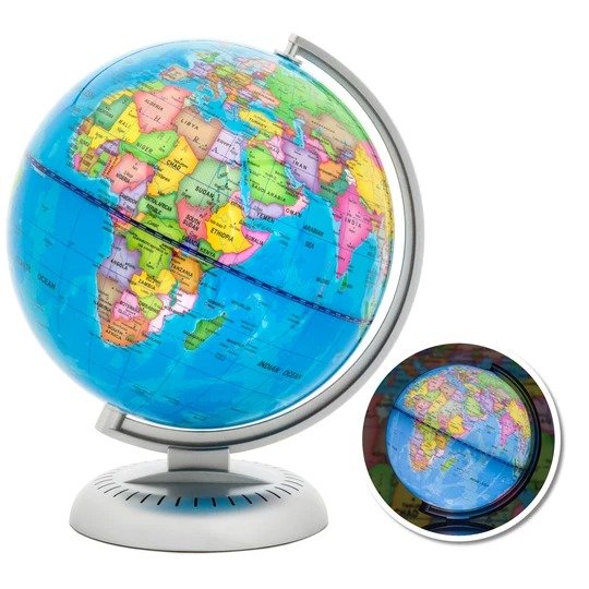 8in Illuminated World Geographical Globe w/ LED Lights