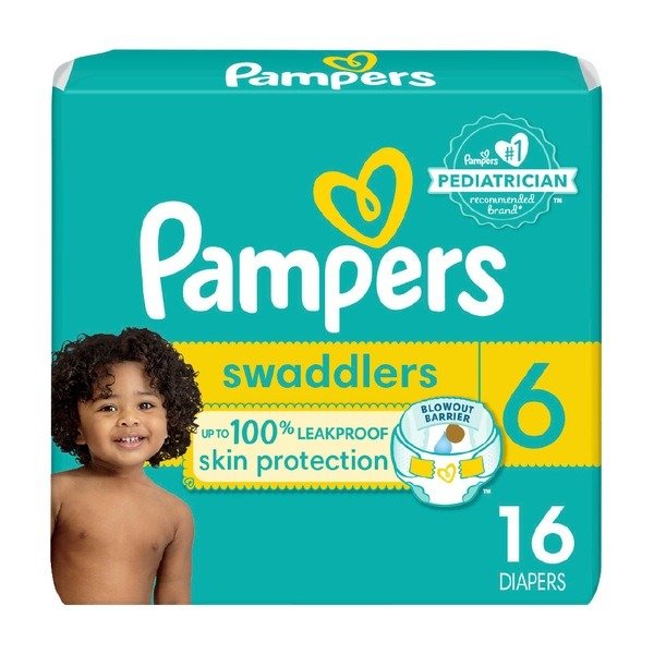 pampers swaddlers size 6, 16 diapers
