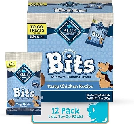 BLUE Bits Natural Soft-Moist Training Dog Treats TO-GO, Chicken Recipe 1-oz Bags (Pack of 12)