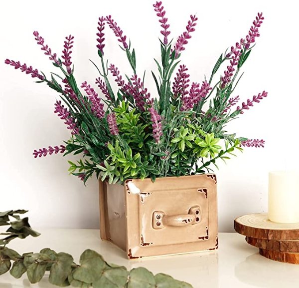 Artificial Lavender Plant in Pot, 10" x 4" x 4" 