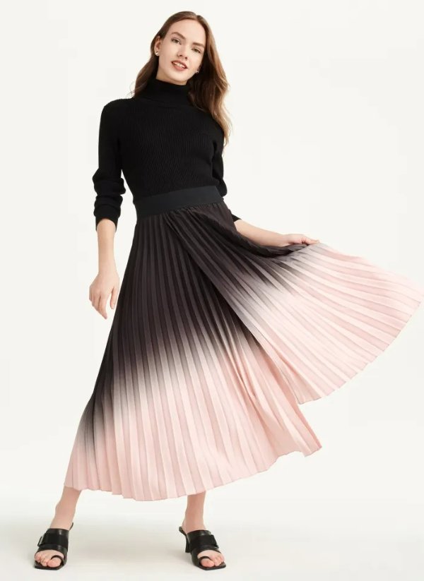 Buy Pleated Ombre Midi Skirt Online - DKNY