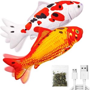 TOOGE 2 Pack 11" Electric Moving Fish Cat Toy