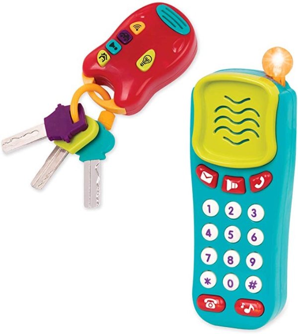 Battat Combo Set - Light & Sound Phone + Keys - Toddlers Ages 0+ (2 Piece)