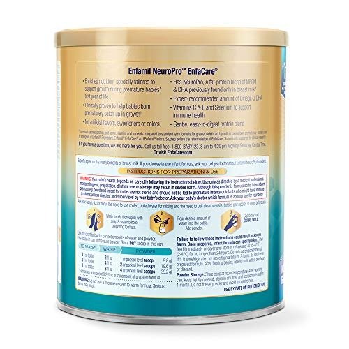 NeuroPro EnfaCare Infant Formula - Brain Building Nutrition with Clinically Proven Growth Benefits for Premature Babies - Powder Can, 12.8 oz (Pack of 6)