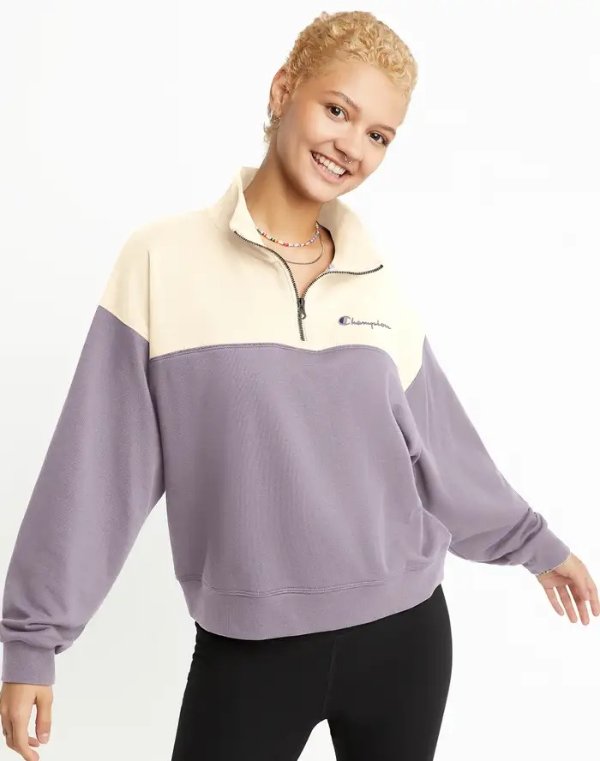 Campus French Terry Quarter-Zip, Embroidered Script Logo
